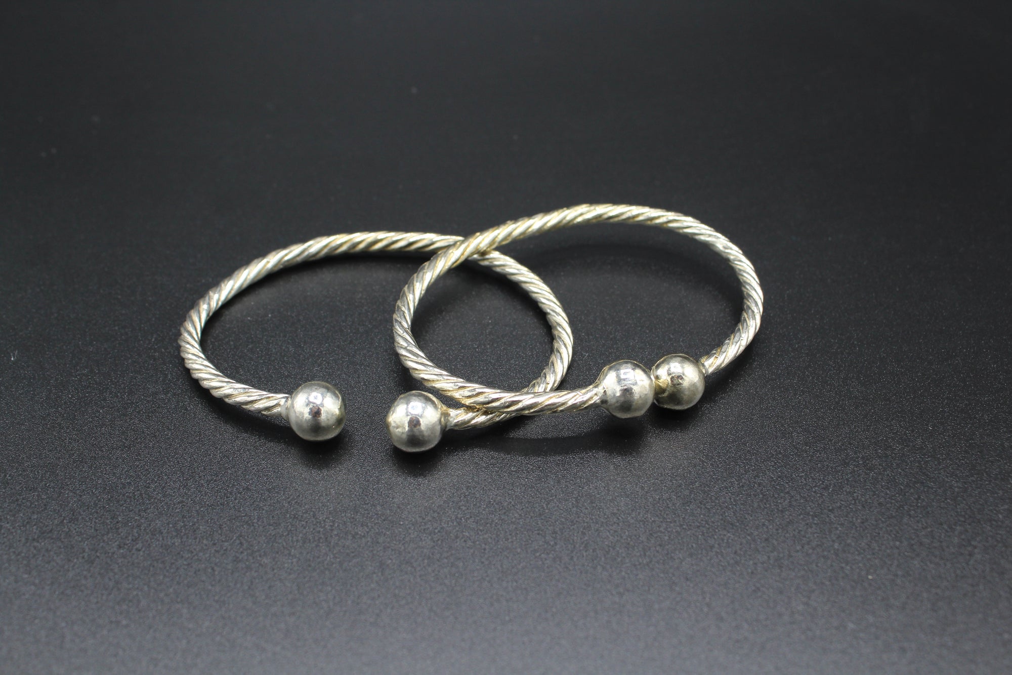 "BALL ENDS" 925 sterling silver bangles