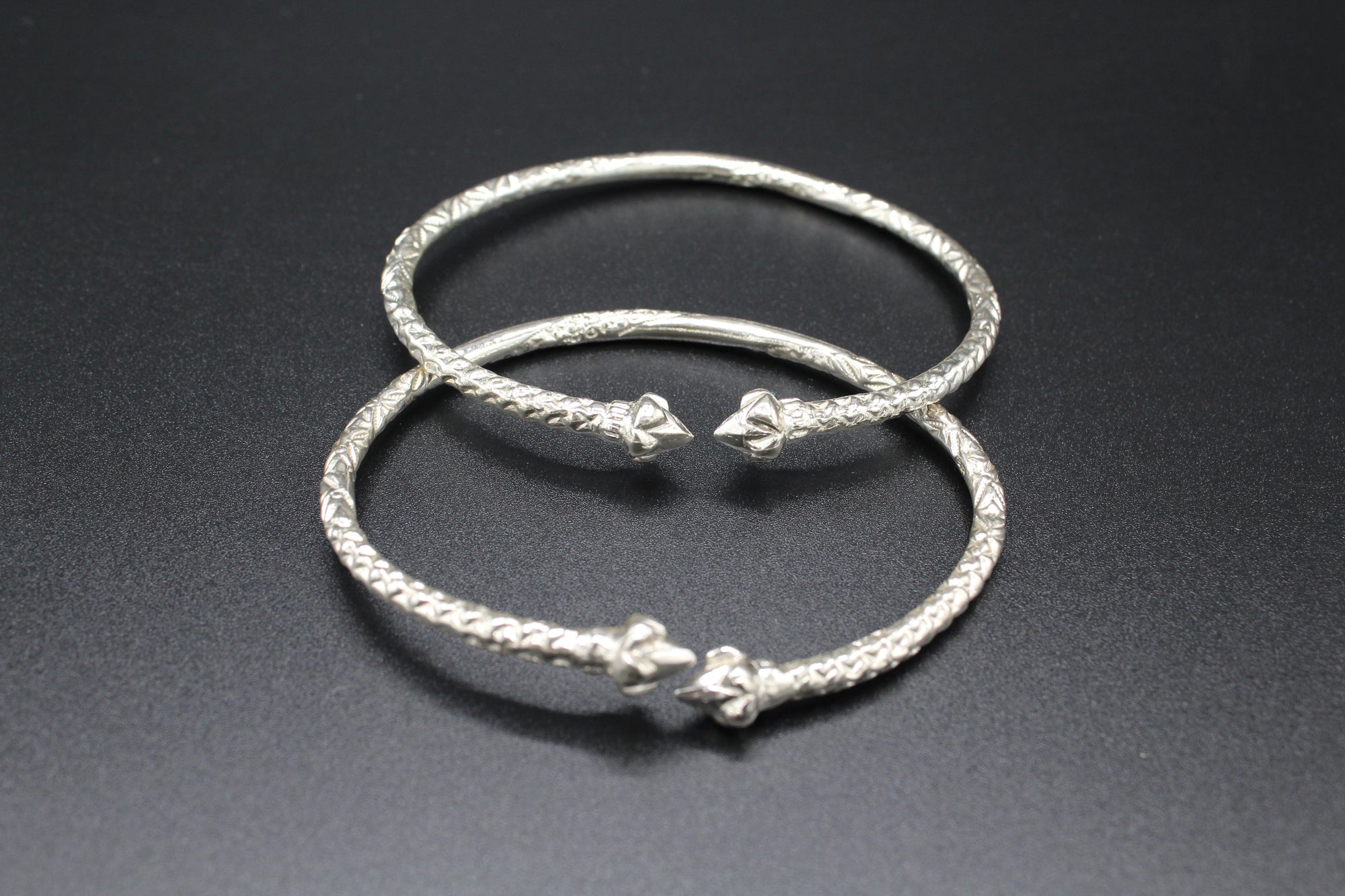 "TORCH ENDS" 925 STERLING SILVER BANGLES