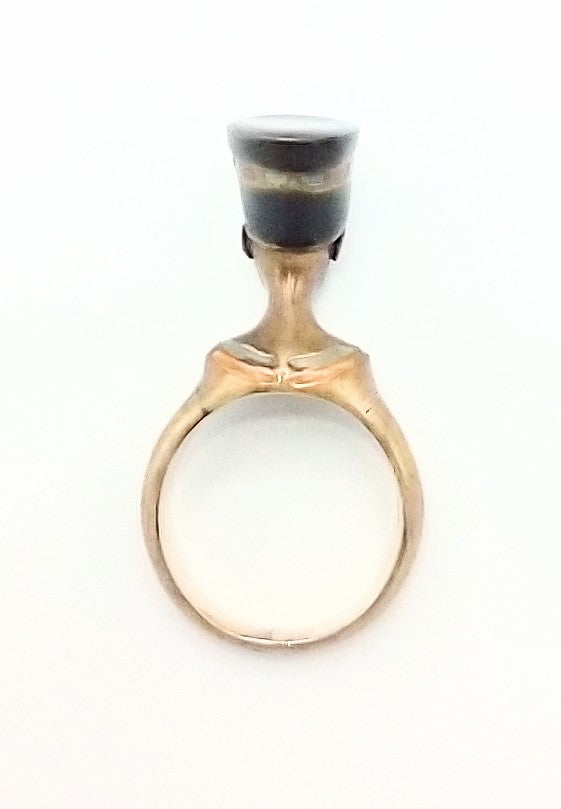 "NEFERTITI" Enameled painted bronze & 925 sterling silver ring size 12.....$100.