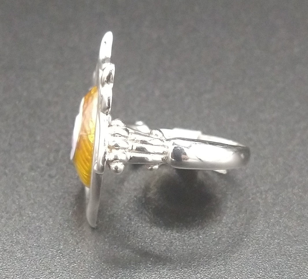 "OBTUSE" 925 sterling silver with butter scotch lavender inlay ring size 7...$65.