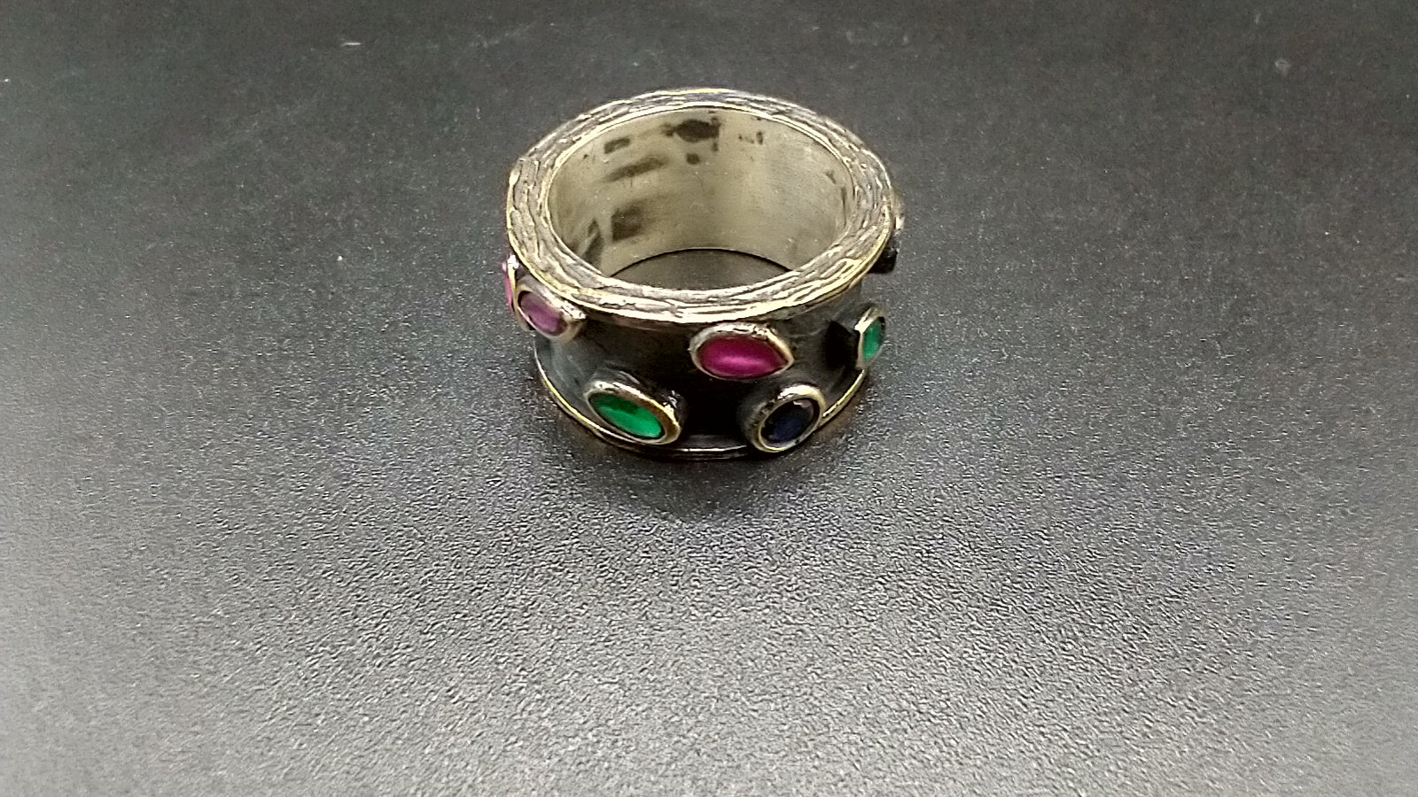 "POTPOURRI" Mixed stones 925 sterling silver ring size 7...$60.