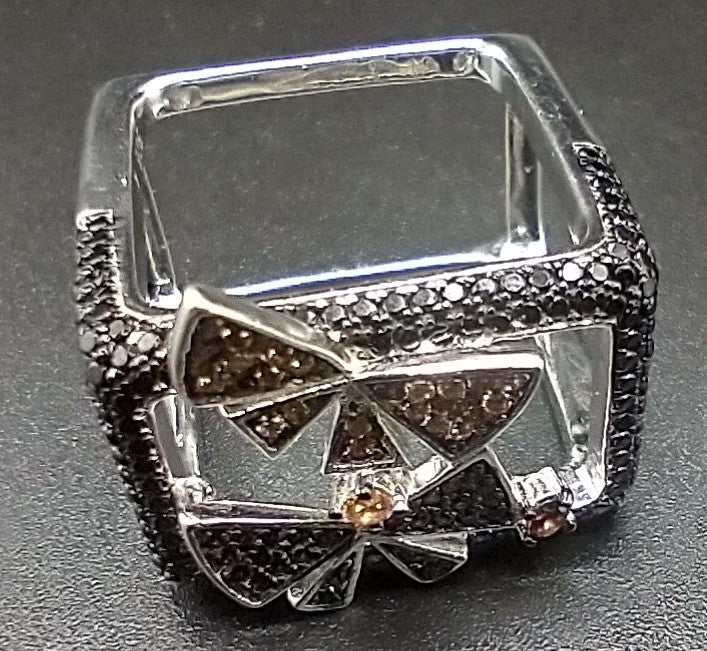 "RELEASED" 925 sterling silver with mixed stones ring size 9...$100.